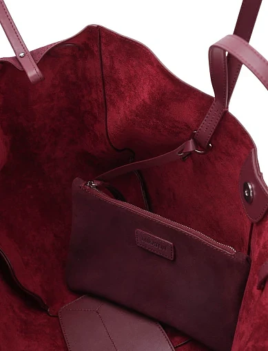 Жіноча сумка тоут замшева бордова(98012-3) - фото 6 - Miraton