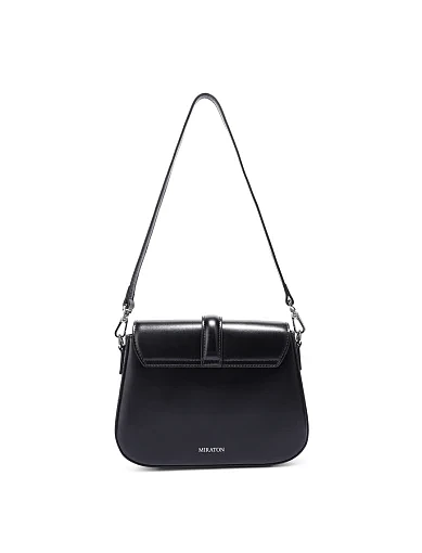 Женская сумка кросс-боди кожаная черная - фото 3 - Miraton