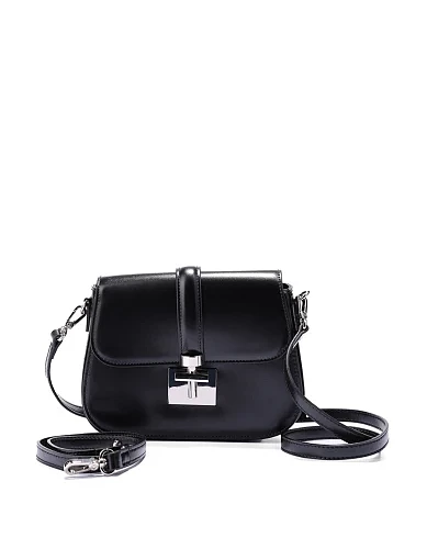 Женская сумка кросс-боди кожаная черная - фото 6 - Miraton