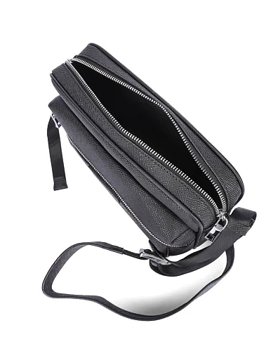 Чоловіча сумка крос-боді шкіряна синя (2502-1) - фото 6 - Miraton