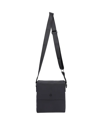 Чоловіча сумка месенджер шкіряна чорна (2503-1) - фото 6 - Miraton