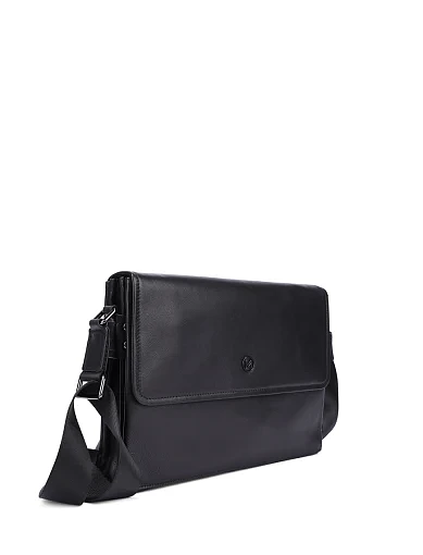 Мужская сумка мессенджер кожаная черная - фото 2 - Miraton