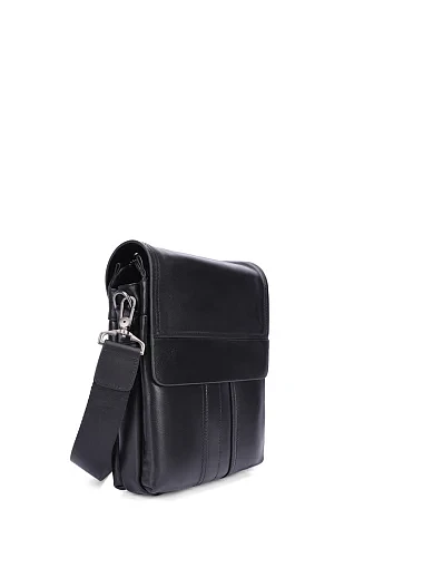 Мужская сумка мессенджер кожаная черная - фото 2 - Miraton