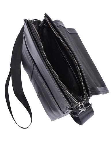 Мужская сумка мессенджер кожаная черная - фото 5 - Miraton