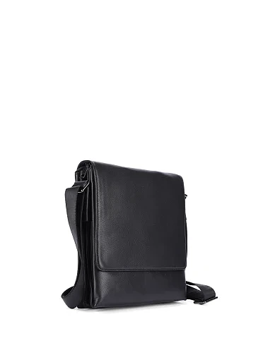 Чоловіча сумка месенджер шкіряна чорна (78 745) - фото 2 - Miraton