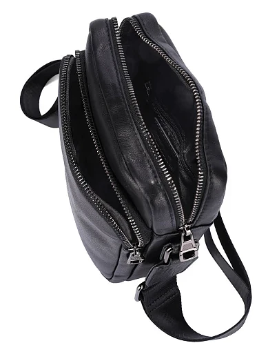 Мужская сумка через плечо кожаная черная - фото 5 - Miraton