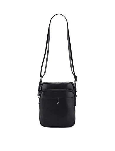 Мужская сумка через плечо кожаная черная - фото 6 - Miraton