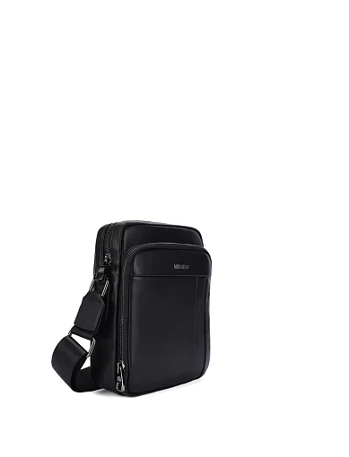 Мужская сумка через плечо кожаная черная - фото 2 - Miraton