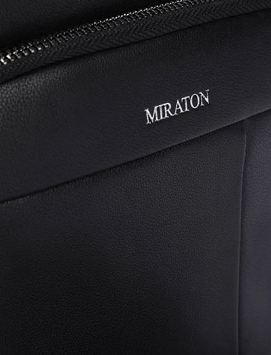 Мужская сумка через плечо кожаная черная - фото 4 - Miraton