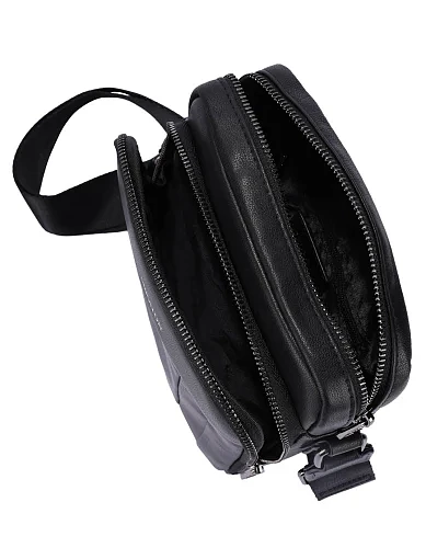 Мужская сумка через плечо кожаная черная - фото 5 - Miraton