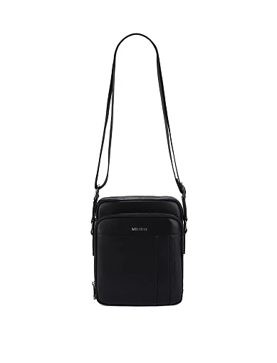 Мужская сумка через плечо кожаная черная - фото 6 - Miraton