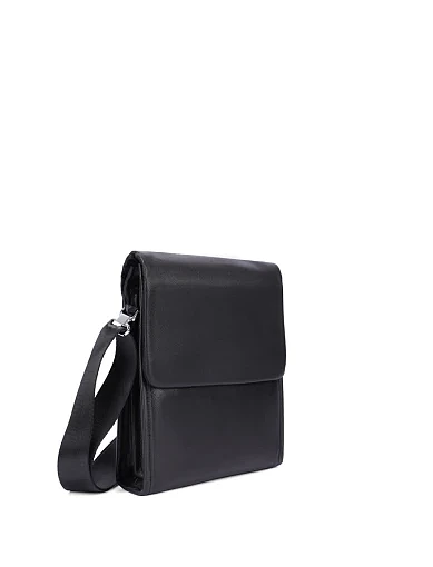 Чоловіча сумка месенджер шкіряна чорна (2138-1) - фото 2 - Miraton