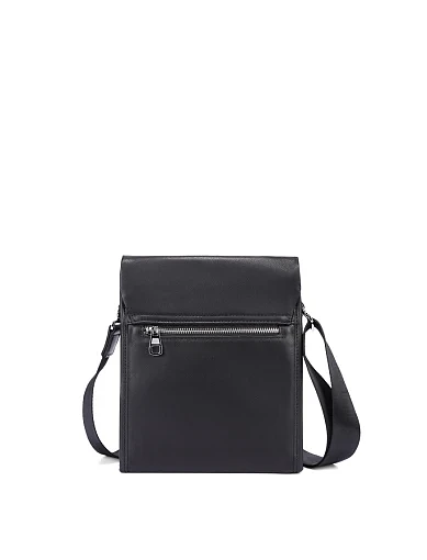 Чоловіча сумка месенджер шкіряна чорна (2138-1) - фото 3 - Miraton