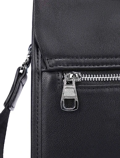 Чоловіча сумка месенджер шкіряна чорна (2138-1) - фото 4 - Miraton