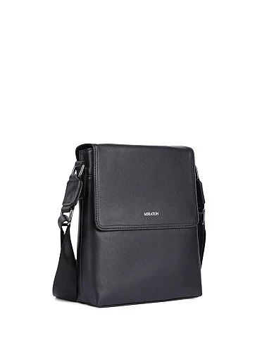 Чоловіча сумка месенджер шкіряна чорна (2151-1) - фото 2 - Miraton