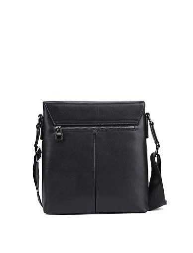 Чоловіча сумка месенджер шкіряна чорна (2151-1) - фото 3 - Miraton
