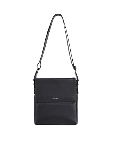 Чоловіча сумка месенджер шкіряна чорна (2151-1) - фото 5 - Miraton