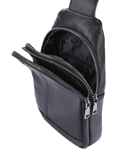 Чоловіча сумка шкіряна чорна (6537) - фото 5 - Miraton