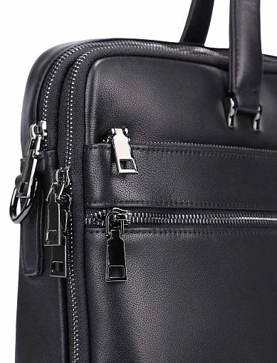 Мужской портфель кожаный черный - фото 4 - Miraton