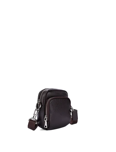 Мужская сумка кросс-боди кожаная коричневая - фото 2 - Miraton