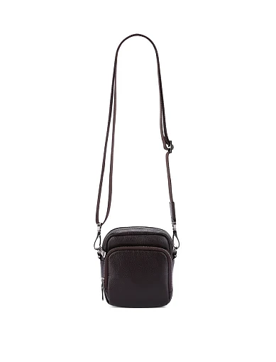 Мужская сумка кросс-боди кожаная коричневая - фото 5 - Miraton