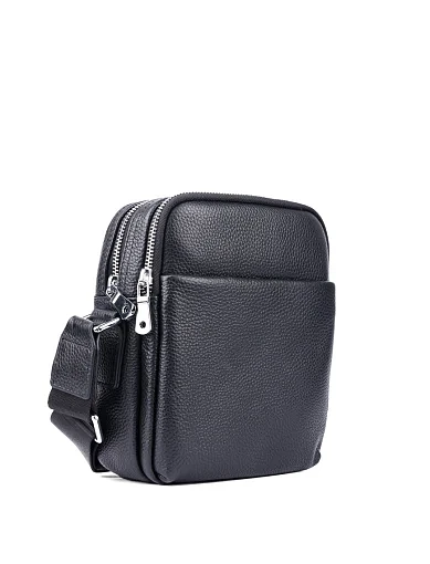 Мужская сумка через плечо кожаная черная - фото 2 - Miraton