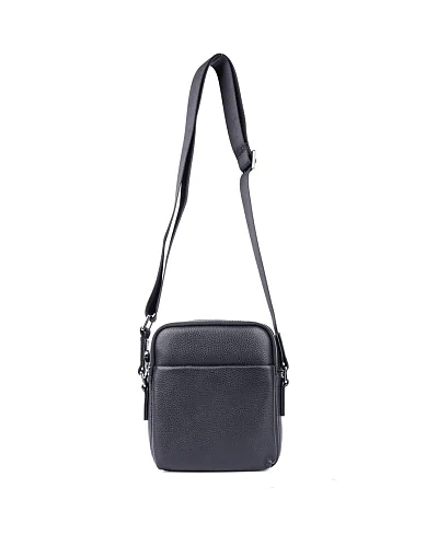 Мужская сумка через плечо кожаная черная - фото 4 - Miraton