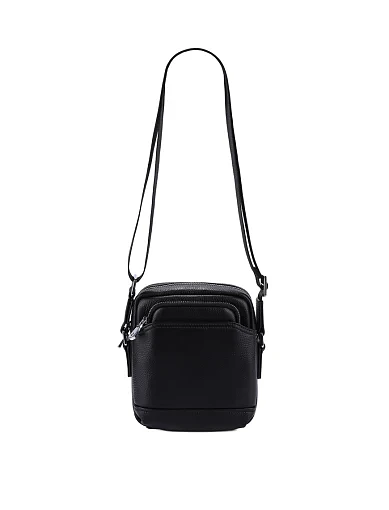 Мужская сумка через плечо кожаная черная - фото 6 - Miraton