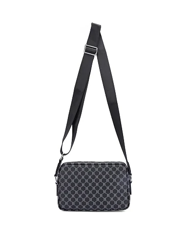 Мужская сумка через плечо из экокожи черная - фото 4 - Miraton