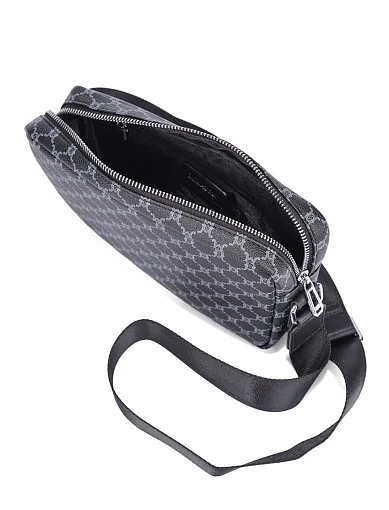 Мужская сумка через плечо из экокожи черная - фото 6 - Miraton