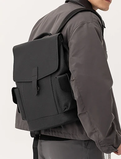 Чоловічий рюкзак шкіряний чорний (88353) - фото 2 - Miraton