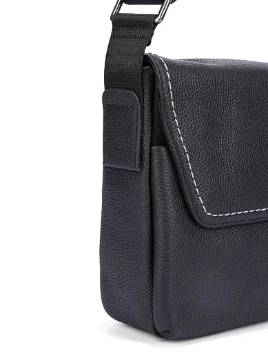 Чоловіча сумка крос-боді шкіряна чорна (88357-2) - фото 4 - Miraton