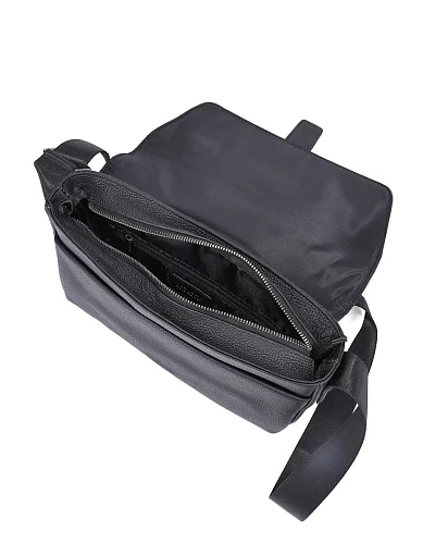 Чоловіча сумка крос-боді шкіряна чорна (88357-2) - фото 5 - Miraton