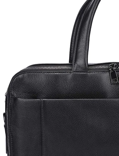 Чоловічий портфель шкіряний чорний (88536-3) - фото 4 - Miraton