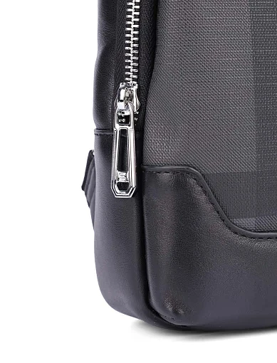 Мужская сумка кожаная черно-синяя - фото 4 - Miraton