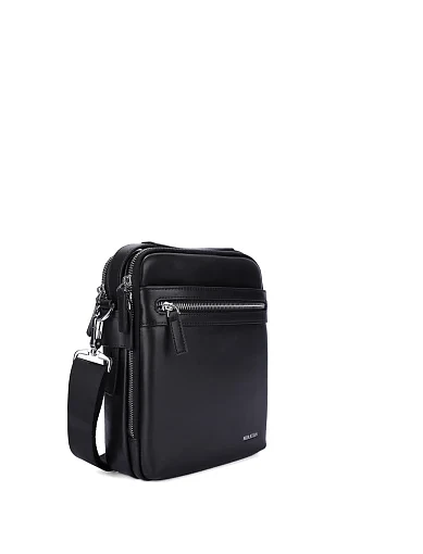 Чоловіча сумка через плече шкіряна чорна (003) - фото 2 - Miraton
