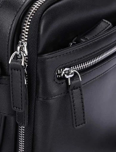 Чоловіча сумка через плече шкіряна чорна (003) - фото 4 - Miraton