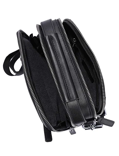 Чоловіча сумка через плече шкіряна чорна (003) - фото 6 - Miraton