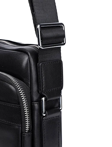 Мужская сумка мессенджер кожаная черная - фото 4 - Miraton