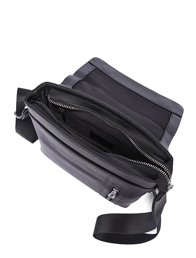 Чоловіча сумка месенджер шкіряна чорна (9565-1) - фото 5 - Miraton