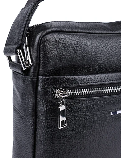 Мужская сумка мессенджер кожаная черная - фото 4 - Miraton