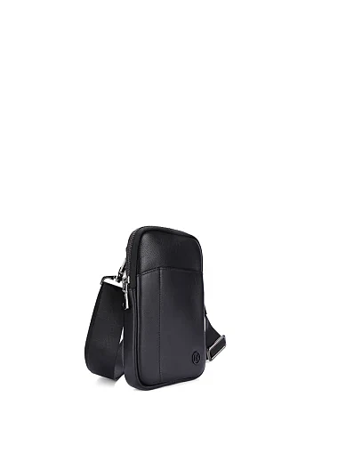 Мужская сумка кросс-боди кожаная черная - фото 2 - Miraton
