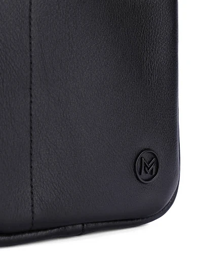 Мужская сумка кросс-боди кожаная черная - фото 4 - Miraton