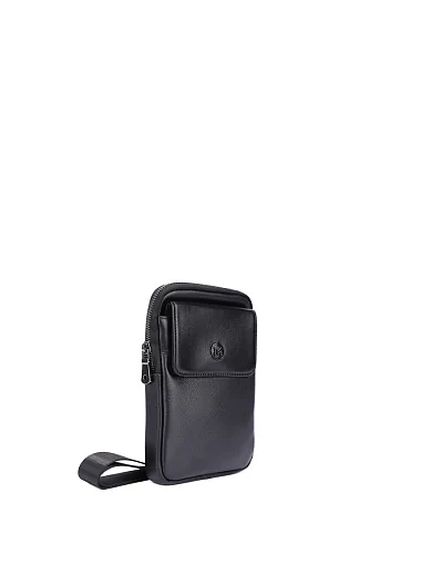 Мужская сумка кросс-боди кожаная черная - фото 2 - Miraton