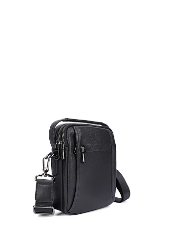 Мужская сумка кросс-боди кожаная черная - фото 2 - Miraton