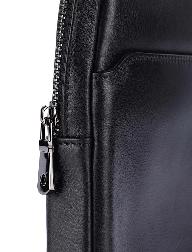 Мужская сумка кросс-боди кожаная черная - фото 4 - Miraton