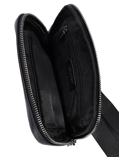 Мужская сумка кросс-боди кожаная черная - фото 5 - Miraton