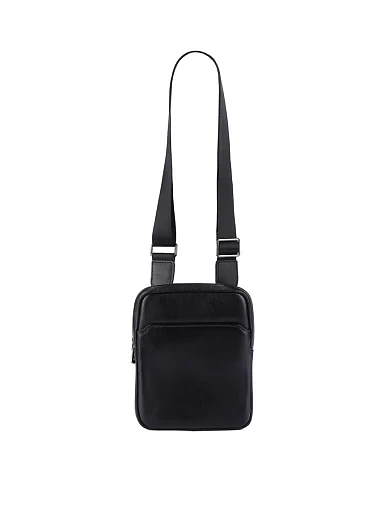 Мужская сумка кросс-боди кожаная черная - фото 6 - Miraton