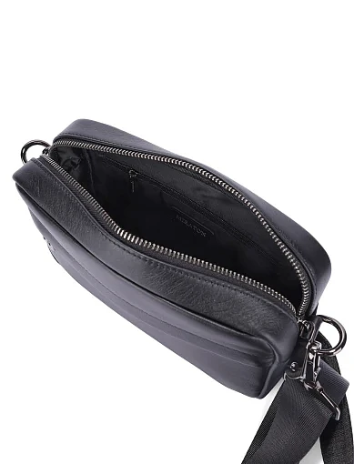 Чоловіча сумка крос-боді шкіряна чорна (YD6047-1) - фото 6 - Miraton