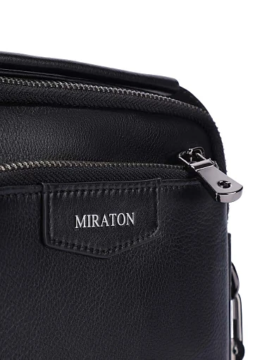 Чоловіча сумка крос-боді шкіряна чорна (YD8741) - фото 4 - Miraton